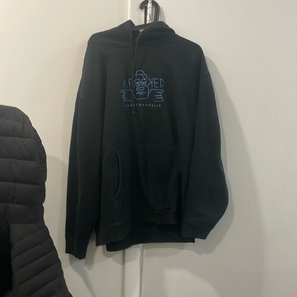 Black XL hoodie. Krooked skateboarding brand.